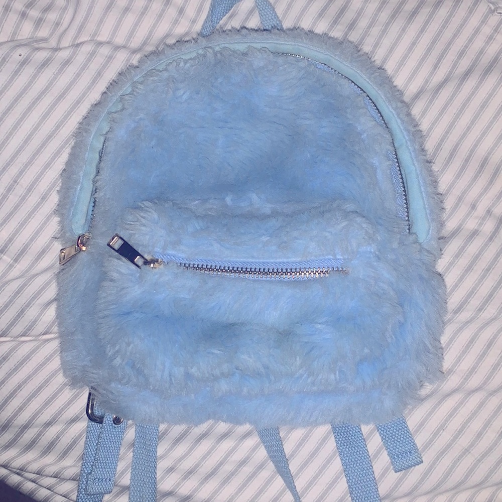 Blue forever 21 mini faux fur backpack!